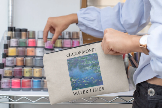 Monet Water Lilies Makeup Bag -Aesthetic Makeup Bag, Aesthetic Pouch, Aesthetic Cosmetic Pencil Bag, Monet Bag