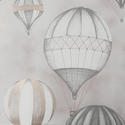 Envee Balloon Fiesta Grey And Rose Gold 33' L x 20'' W Smooth Wallpaper Roll.