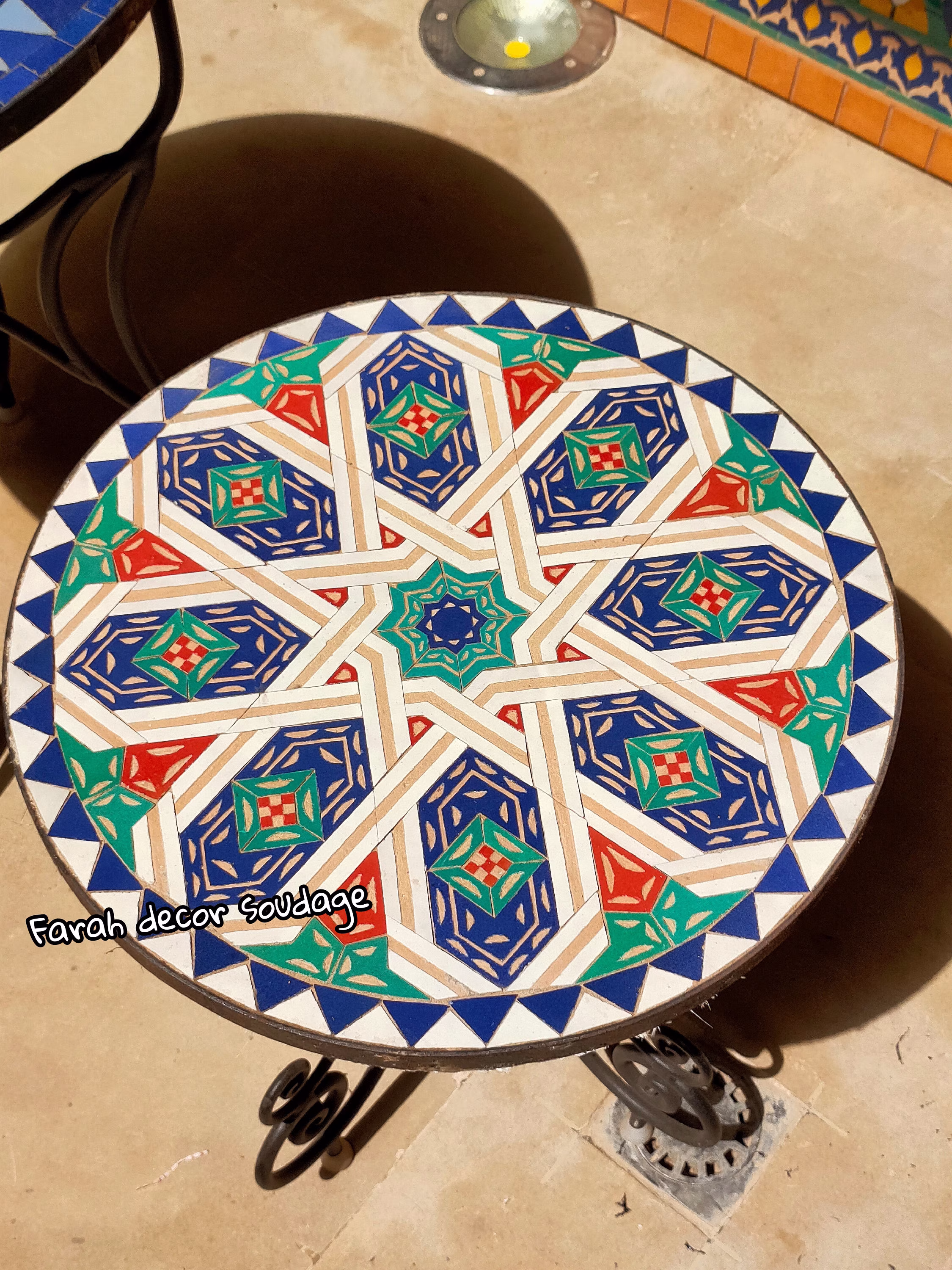 Bistro Table Made Of Mosaic, Moroccan Mosaic Table Handmade Round Outdoor/Indoor Coffee