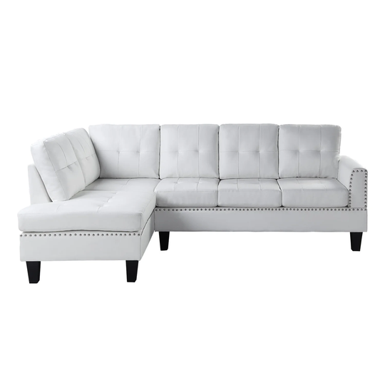 PU Upholstered Sectional Sofa with Plastic Legs in Black Finish