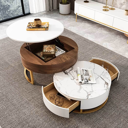 31.49 in. Dark Brown Lift-top Coffee Table (Set of 2) - 31.49 in. D x 22.04 in. H. 27.55 in. x 9.85 in.
