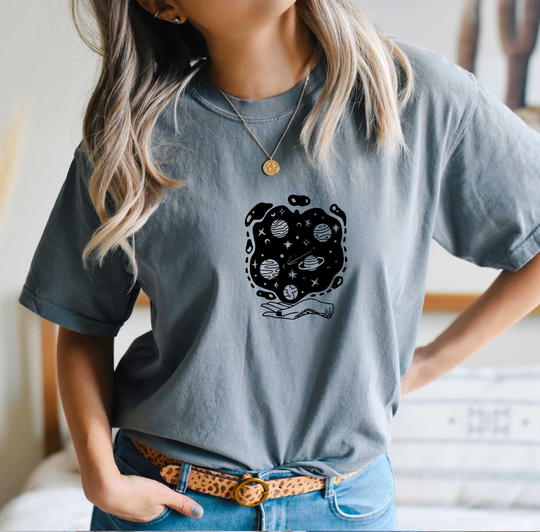 Comfort Colors Celestial Planets Shirt, Space Top, T-Shirt, Comfy Oversized T-Shirt