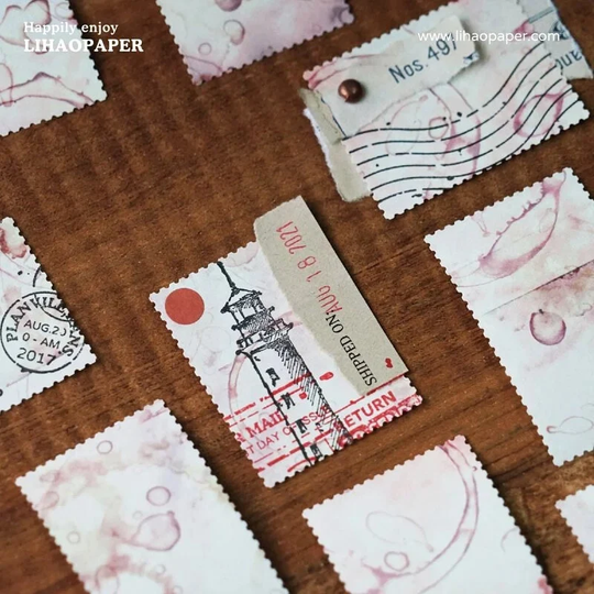Lihaopaper |Tea-Dyed Postmark| Matte Pet Tape - No.56/No.57
