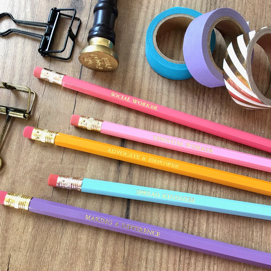 5 Different Phrases | Set Of Personalized Pencils Custom Foil Printed Choose Your Color Combo Hb No. 2 Graphite Different Names