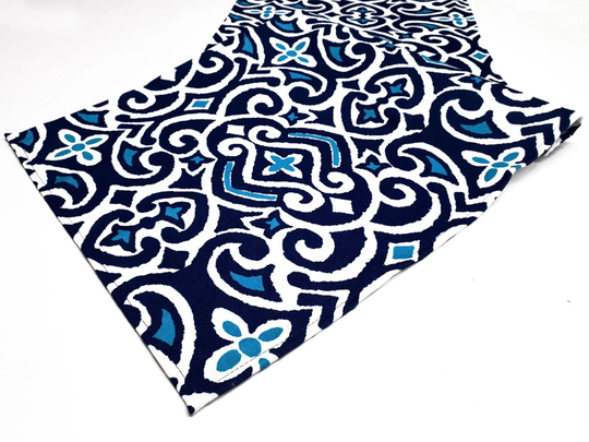 Damask Marine Pattern Table Runner, 16''x 55'' | 40x140cm Oriental Home Decor Digital Printed Polyester Fabrics Runner