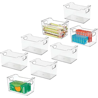 Deep Plastic Office Storage Container Bins With Handles For Organization In Filing Cabinet, Closet Shelf, Or Desk Drawers, Organizer For Notes, Pens,