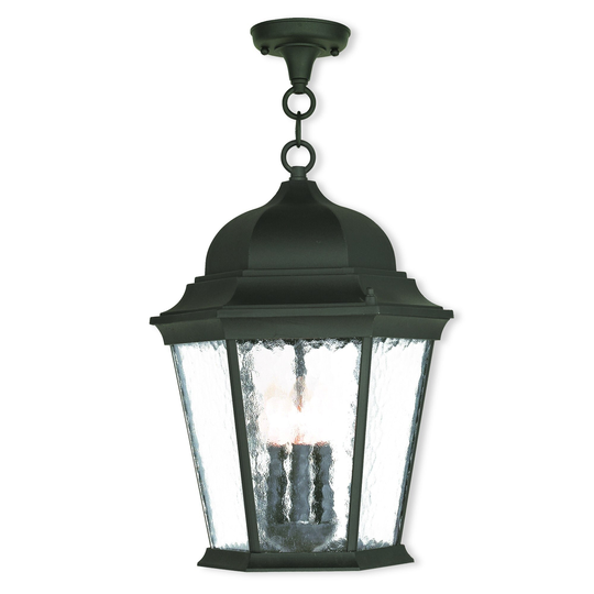 Livex Lighting Hamilton Textured Black Aluminum three-light Outdoor Chain Lantern
