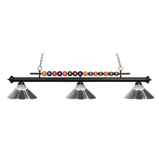 Avery Home Lighting Shark 3-light Island/Billiard Clear Ribbed Glass and Metal Chrome-finished Light - Silver - Matte Black