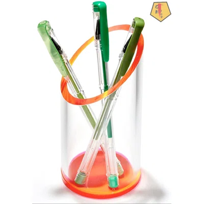 Acrylic Pen & Pencil Holder - Modern Cylinder Design - Beautiful Desk Organizer For Home Or Office