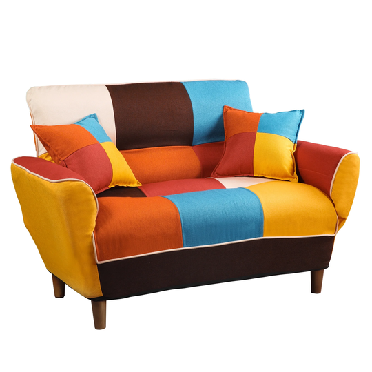 Small Space Colorful Sleeper Sofa Polyester Convertible Sofa Bed with Foldable Armrests