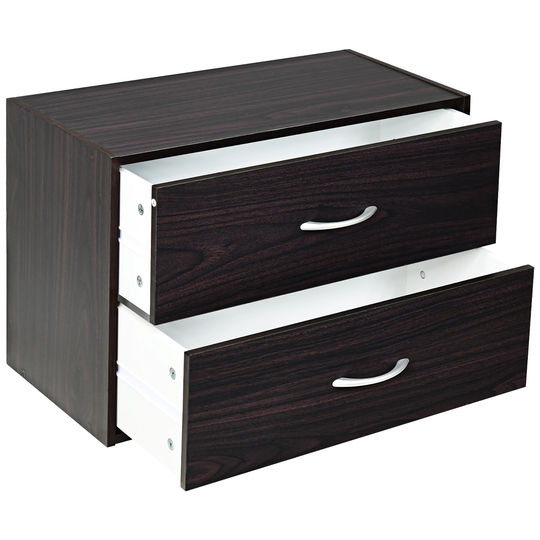 Stackable Storage Cabinet Horizontal Organizer with 2 Drawers