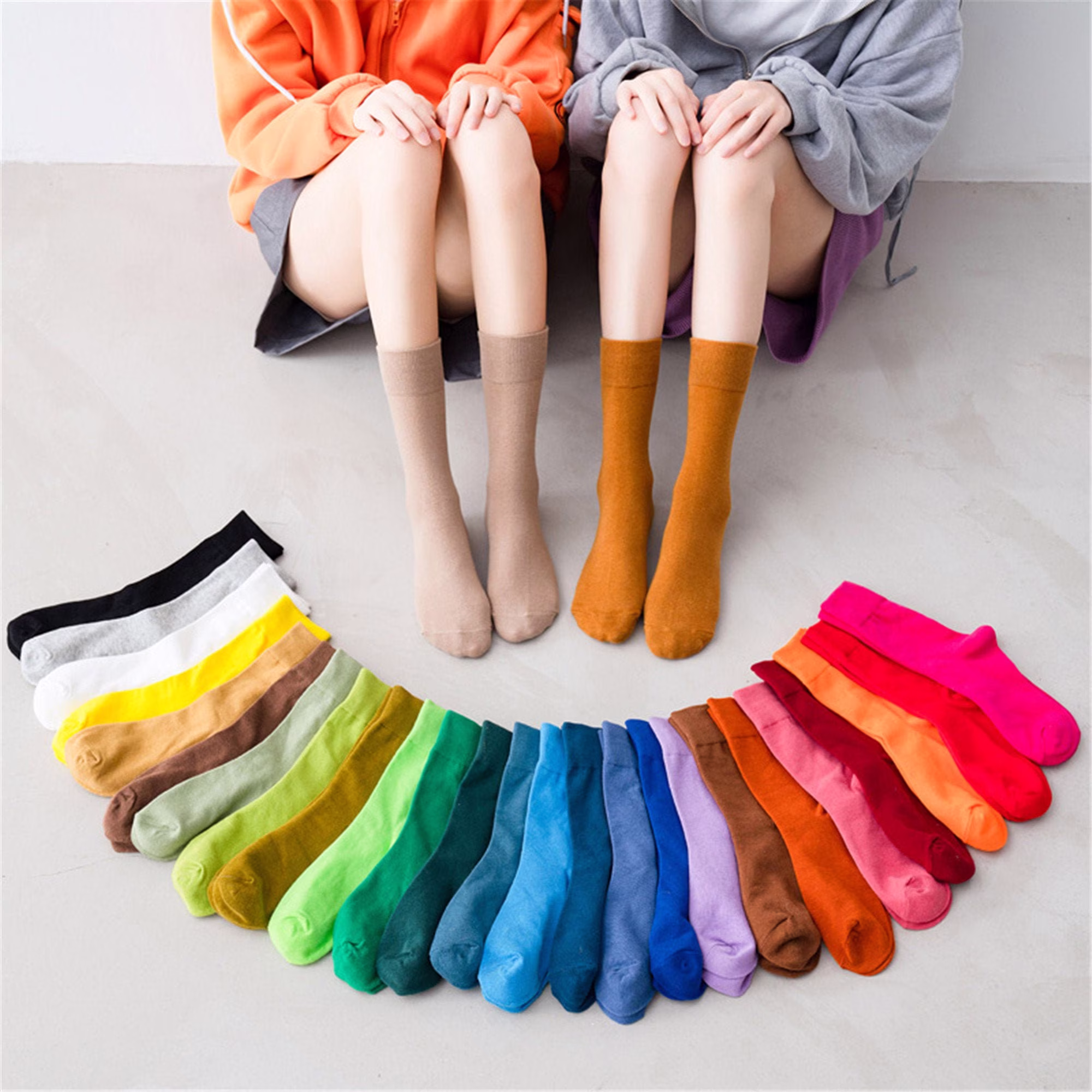 27 Colors Cotton Socks, Solid Color Breathable Colorful Adult Casual Floor Unisex Socks