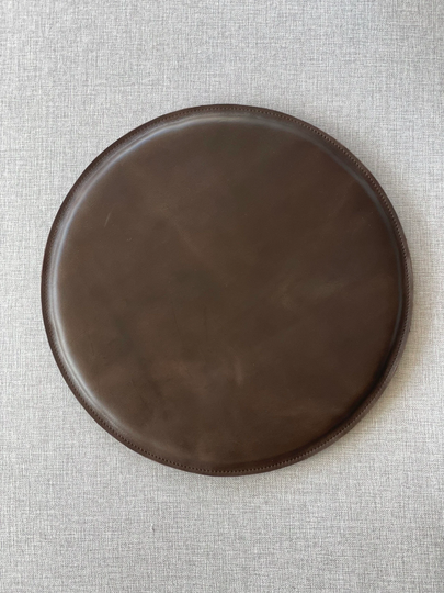 Brown Round Leather Cushion, Dining Seat Chair Paid Pads, Dine Cushion