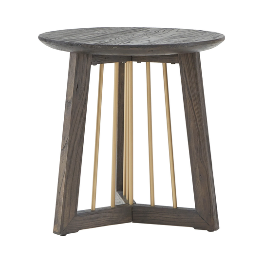 Strick & Bolton Yael Gold-finished Metal and Reclaimed Wood End Table