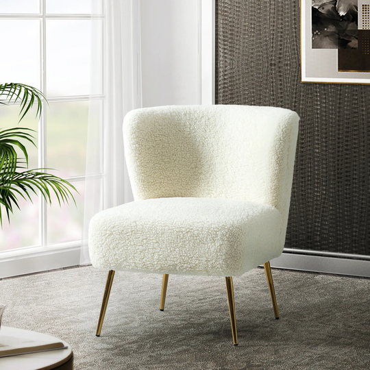 Side Chair with Metal Legs, Polyester Fabric Designed, Four Tapered Legs, For Living Room Chairs