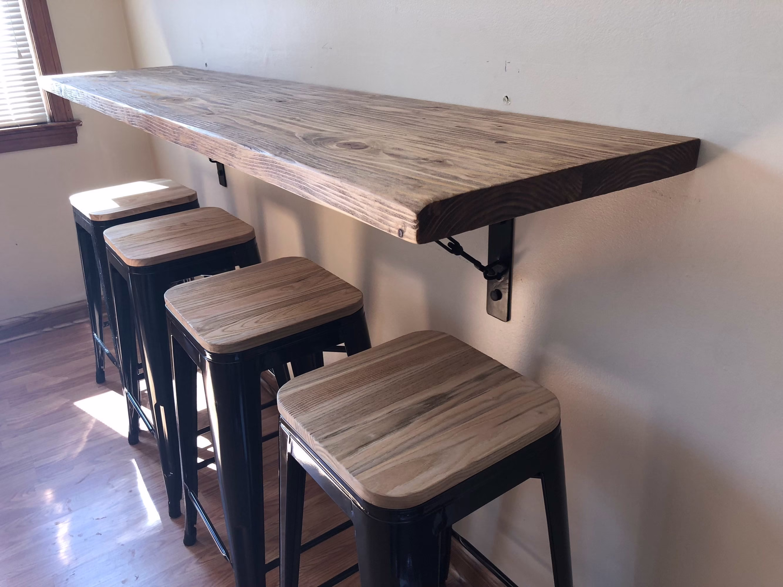 Wall Hanging Dining Table, Buffet, School Desk, Breakfast Nook With Industrial Metal Wall Turnbuckle Brackets