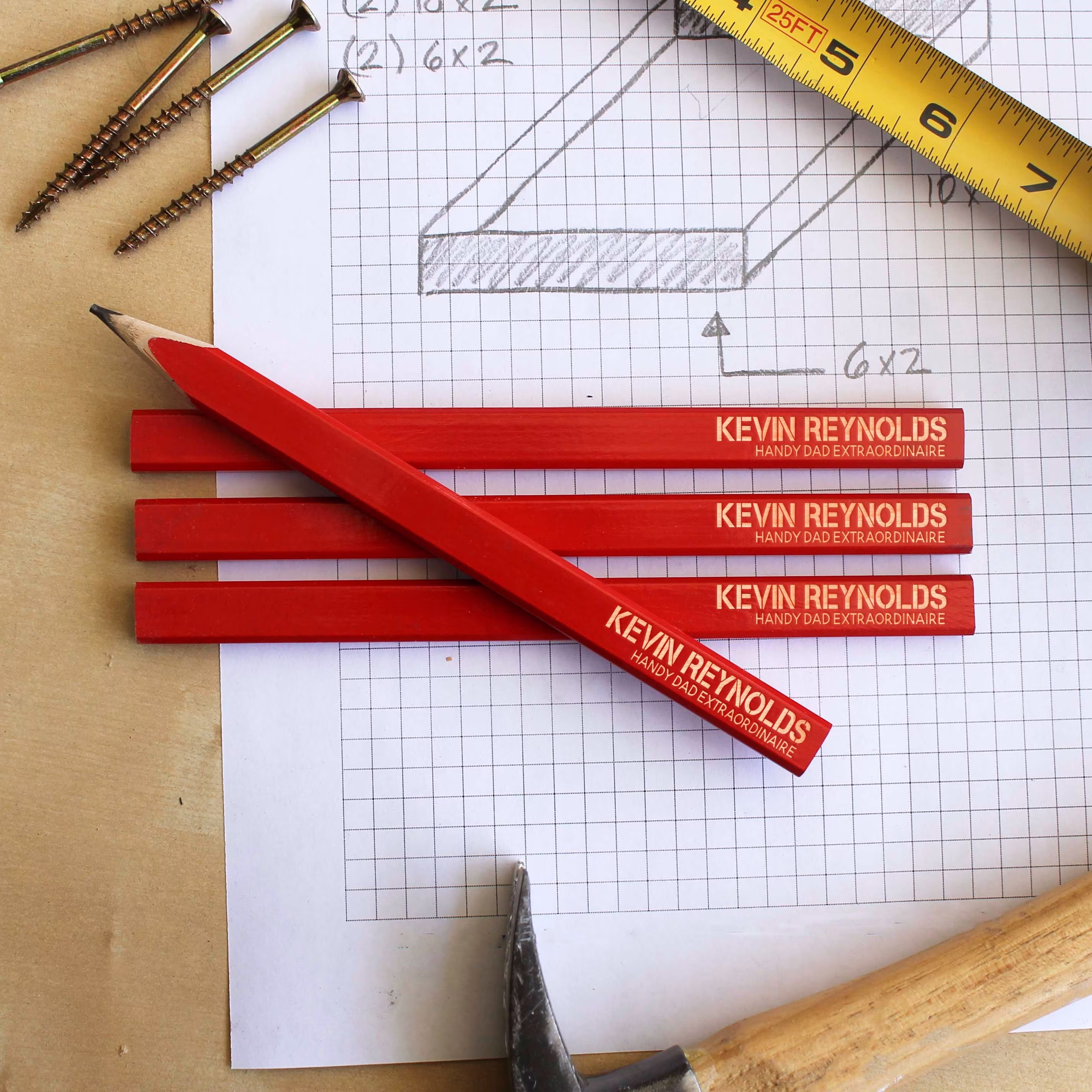 Personalized Carpenter Pencils, Engraved Gifts For Dad, Father's Day Gifts, Valentine's Cpr-9