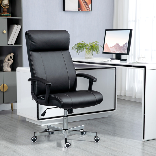 Vinsetto Home Office Chair, PU Leather Computer Chair with 360 Degree Swivel Wheels, Adjustable Height, Tilt Function