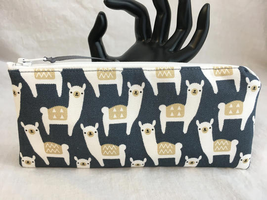 Llama Slim Pencil Case, Glasses Crochet Hook Cosmetic Pouch