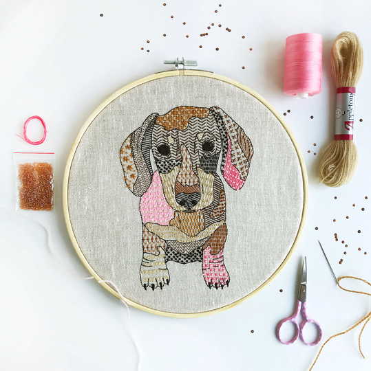 Dachshund Embroidery Kit - Diy Sewing Project