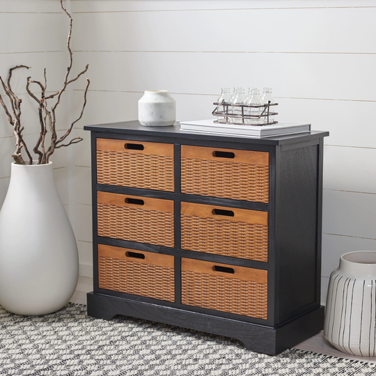 SAFAVIEH Landers Farmhouse 6-Drawer Storage Chest - 30" W x 12.5" L x 26" H