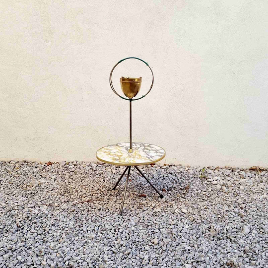 Rare Mid Century Coffee Table With Ashtray/Round Unique Tripod Vintage Side Germany 1960S "60S