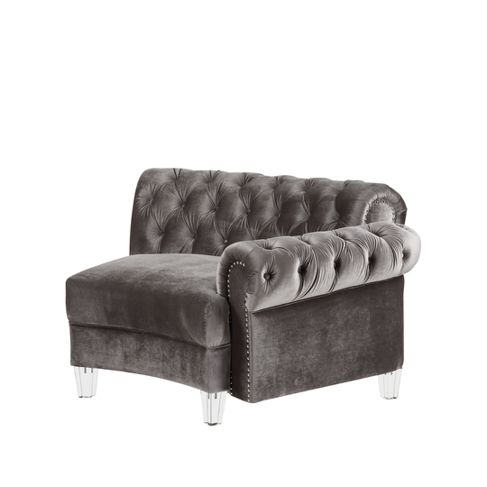 Sectional Sofa with 7 Pillows in Velvet