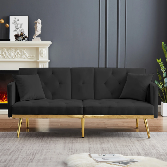 Velvet Loveseat Sofa with Metal Legs and Tufted,Adjustable Backrest - 69"Wx31"Dx30"H