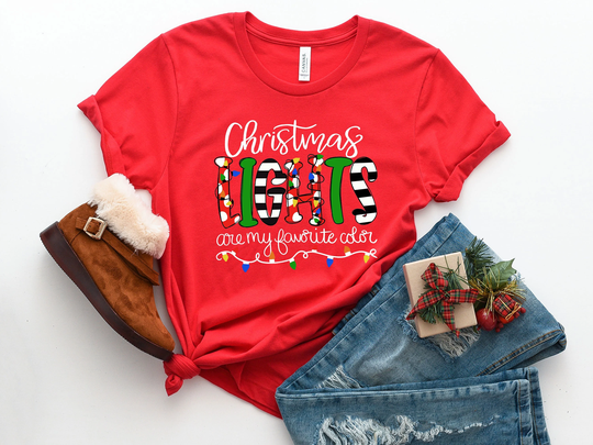 Christmas Lights Are My Favorite Color, Colorful Shirt, Funny Gifts, Xmas Couples Gift, Merry Shirt