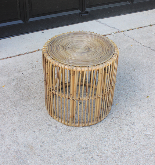 Vintage Franco Albini Pencil Reed Bamboo Side Table Stool