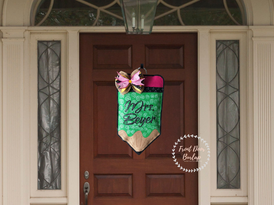 Burlap Pencil Door Hanger, Teacher Appreciation Gift, School Decor, Hand Painted, Classroom Front Wreath