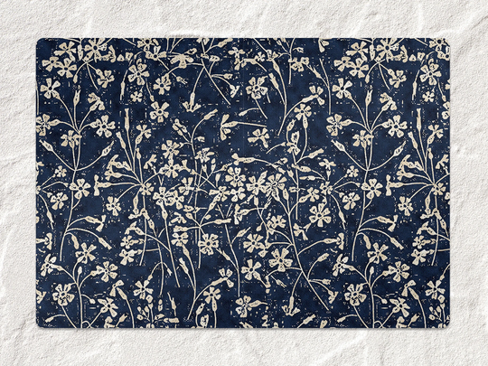 Floral Chair Mat, Blue Vinyl Floor Orange Protective Flowers Splat Pad, Area Rug, Gift Idea, Splash Mat