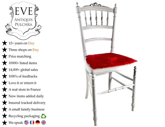 Antique French Red Recently Upcycled Dining Table Office Chair Seat Seating Priced Individuually Circa 1910-20's/Eve