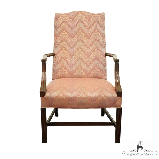 Hickory Chair Co. Solid Mahogany Traditional Style Pink/Salmon Accent Arm Chair 1075-00