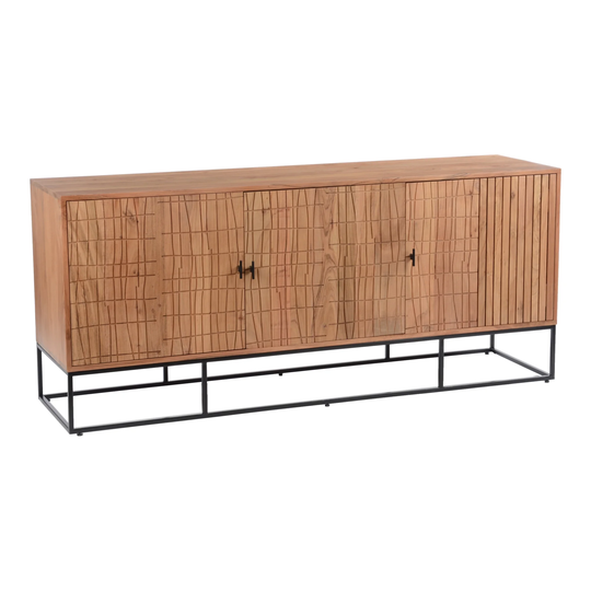 Aurelle Home Alatar Modern Solid Acacia Wood and Iron Sideboard