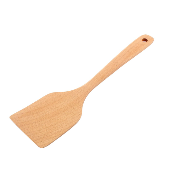 Household Kitchen Flat Wooden Cooking Spatula Rice Paddle Ladle 27cm Length - Wooden Color