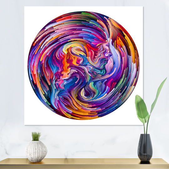 Designart 'Circle Colorful Liquid Color XVI' Modern Canvas Wall Decor