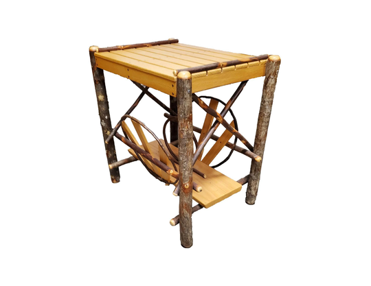 Hickory End Table/Magazine Rack