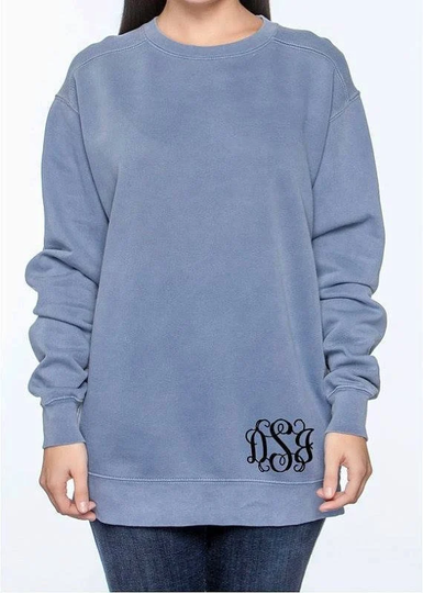 Comfort Colors Monogram Sweatshirt, Sweatshirt Embroider, Personalized Oversized Gift For Her