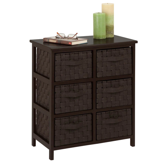 Honey-Can-Do woven strap 6 drawer chest, espresso