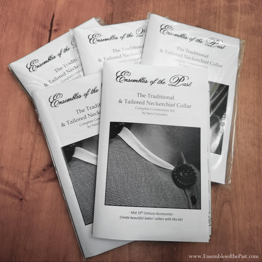 1860S Ladies' Neckerchief Collar Kit - Pattern, Construction Booklet & Fabric To Make Up Two Collars, All Sizes Included