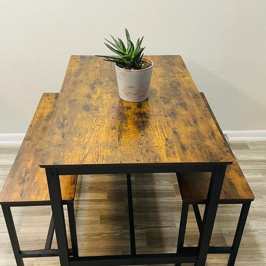 Rustic Brown Kitchen Table With Wood & Metal For Living Room, | Dining Room Industrial Furniture