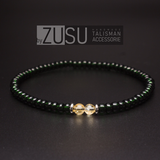 Citrine Mens Bracelet, Olive Green Minimalist Stretch Bracelet For Men, Boyfriend Gift Him, Small & Simple