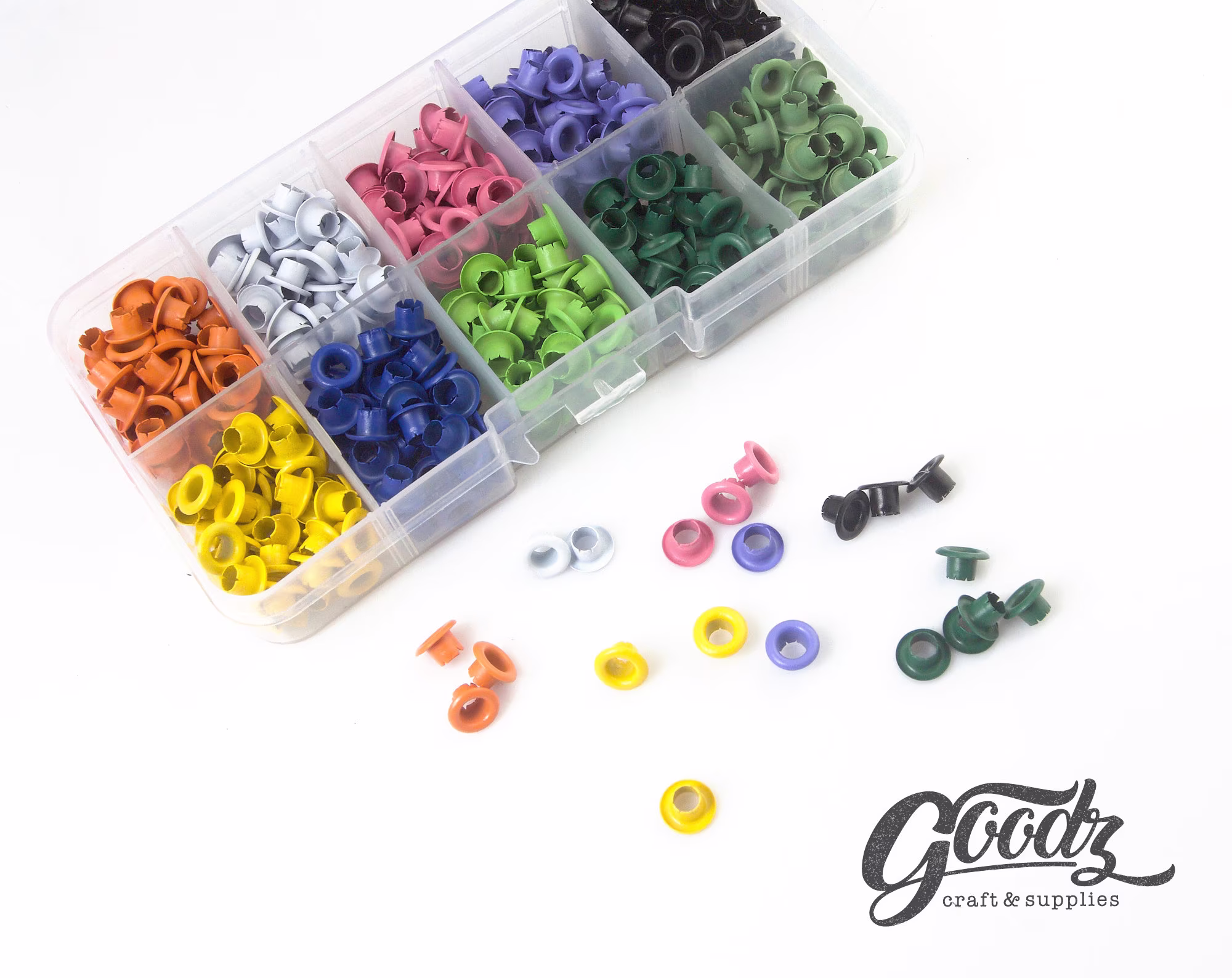 500Pcs/10 Color Grommet Eyelet Box Set, Hole Round Eyelets 4mm Inner Diameter