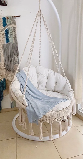 Macrame Hanging Chair, Adult Swing Chair, Bedroom Indoor Swing, Porch Hammock Crochet Chair