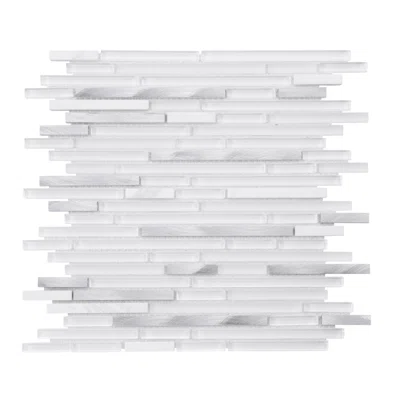Pure White Glass Metal Aluminum Linear Mosaic Sheet Tile By Modket