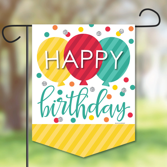 Colorful Happy Birthday - Outdoor Lawn & Yard Home Decorations Party Garden Flag 12 X 15.25 Inches