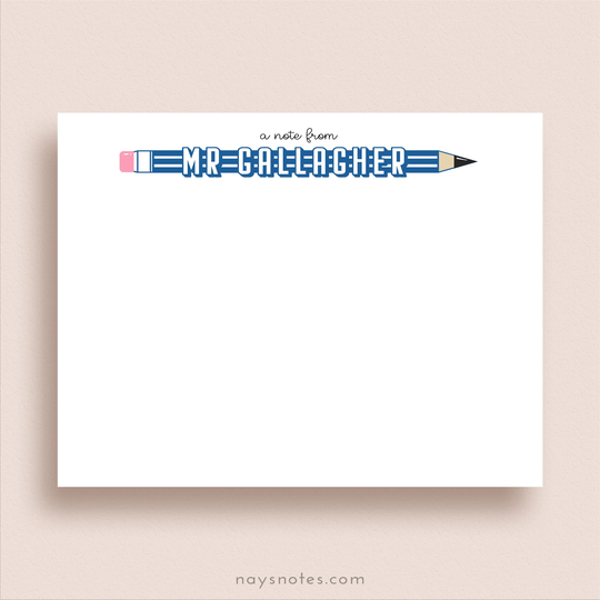 Pencil Note Cards - Teacher Flat Stationery School