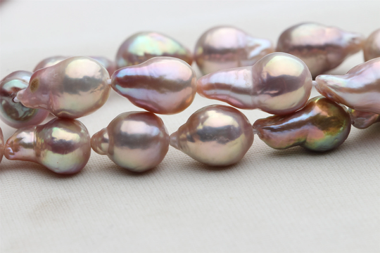Natural Rainbow Color Baroque Pearls, Nucleus Loose Pearl Strand With Metallic Color.afl019