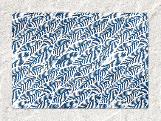 Blue Linear Leaves Chair Mat, Protective White Splat Plants Vinyl Floor Office Decor, Decorative Comfort Mat